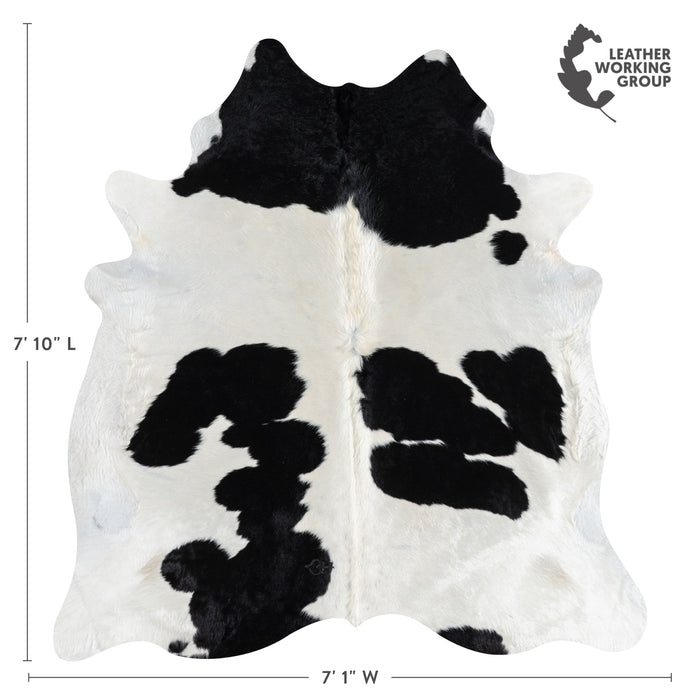 Brazilian Black and White Cowhide Rug Size 7'10" L x 7'1" W 3254