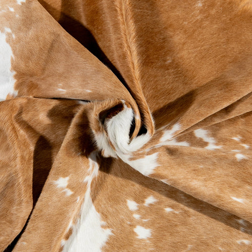 Brazilian Palomino and White Cowhide Rug Size 7'2" L x 6'1" W 3263