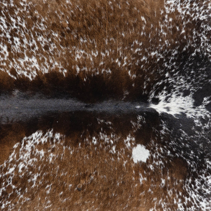 Brazilian Chocolate and White Cowhide Rug Size 8'8" L x 7'8" W 3268