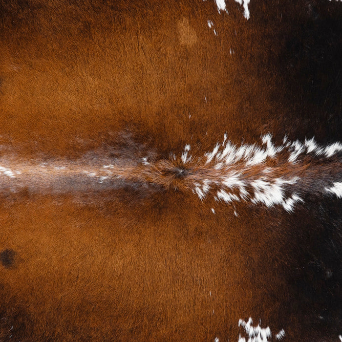 Brazilian Chocolate and White Cowhide Rug Size 8'5" L x 7'4" W 3270