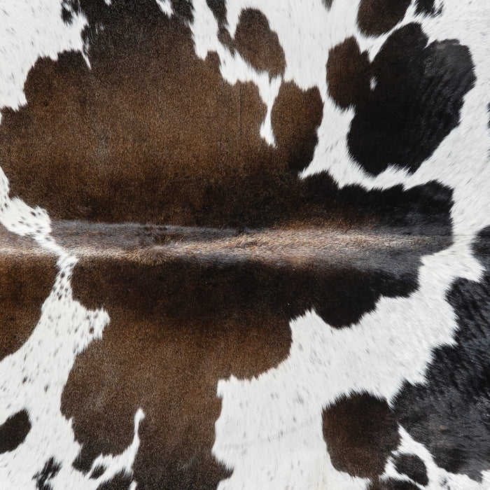 Brazilian Chocolate and White Cowhide Rug Size 7'0" L x 6'6" W 3275