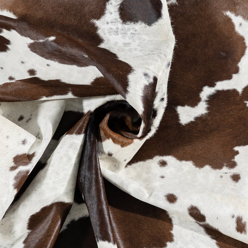 Brazilian Chocolate and White Cowhide Rug Size 7'2" L x 6'0" W 3280