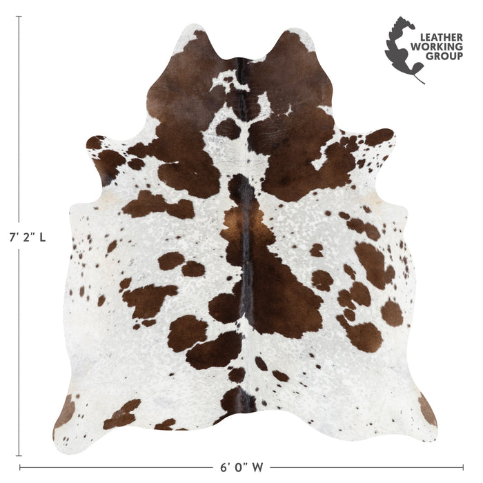 Brazilian Chocolate and White Cowhide Rug Size 7'2" L x 6'0" W 3280