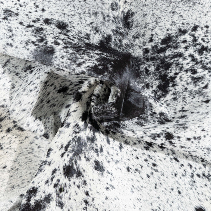 Brazilian Black Salt and Pepper Cowhide Rug Size 7'1" L x 6'0" W 3372
