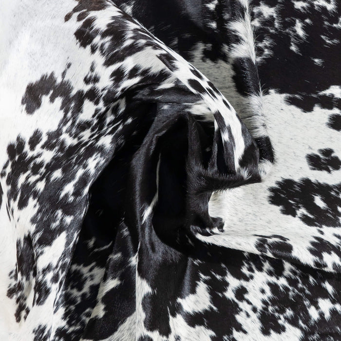 Brazilian Black Salt and Pepper Cowhide Rug Size 7'3" L x 6'7" W 3375