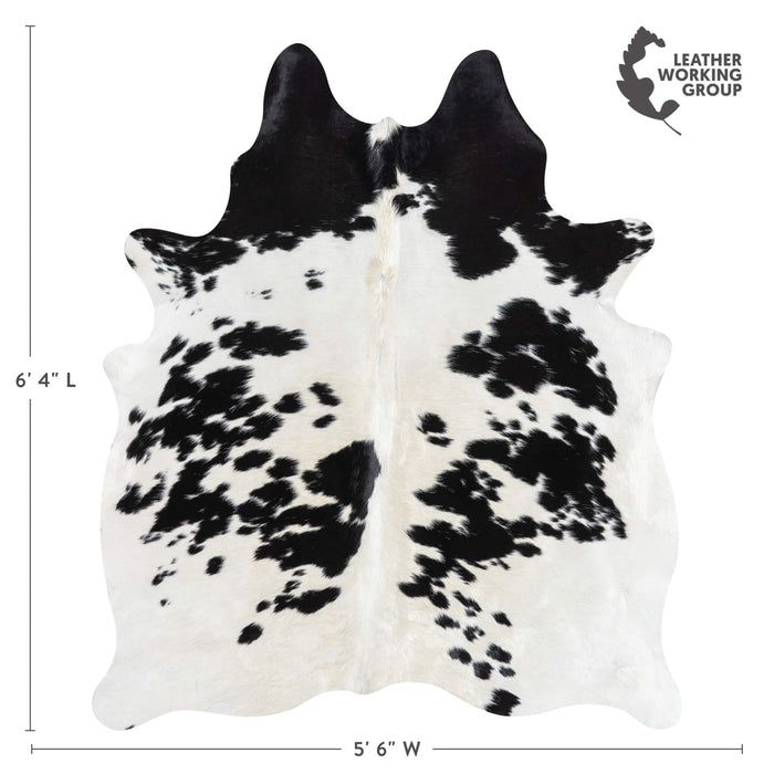 Brazilian Black and White Cowhide Rug Size 6'4" L x 5'6" W 3398