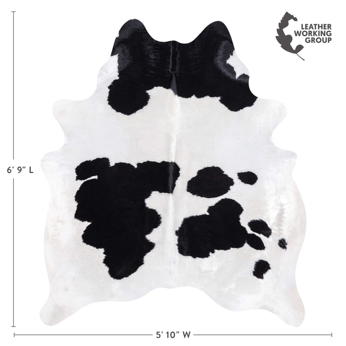 Brazilian Black and White Cowhide Rug Size 6'9" L x 5'10" W 3400