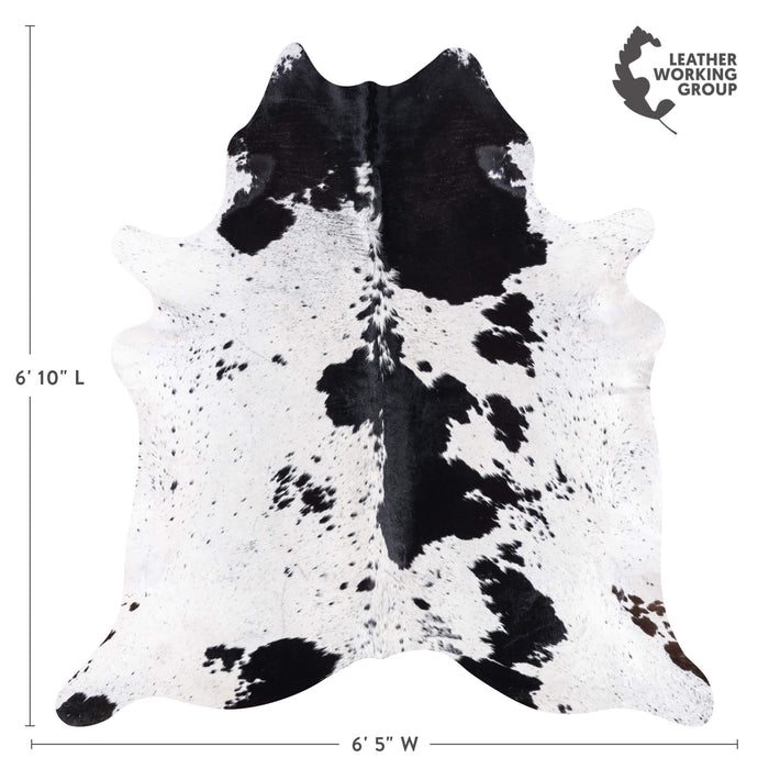 Brazilian Black and White Cowhide Rug Size 6'10" L x 6'5" W 3403