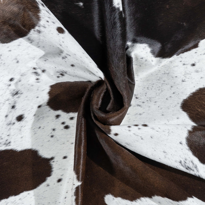 Brazilian Chocolate and White Cowhide Rug Size 7'5" L x 5'11" W 3443