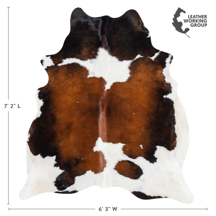 Brazilian Chocolate and White Cowhide Rug Size 7'2" L x 6'3" W 3446