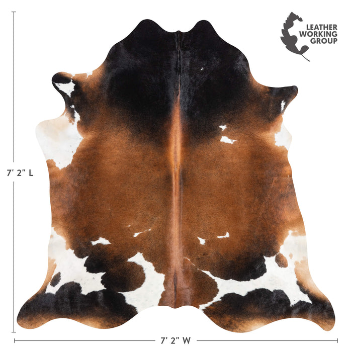 Brazilian Chocolate and White Cowhide Rug Size 7'2" L x 7'2" W 3447