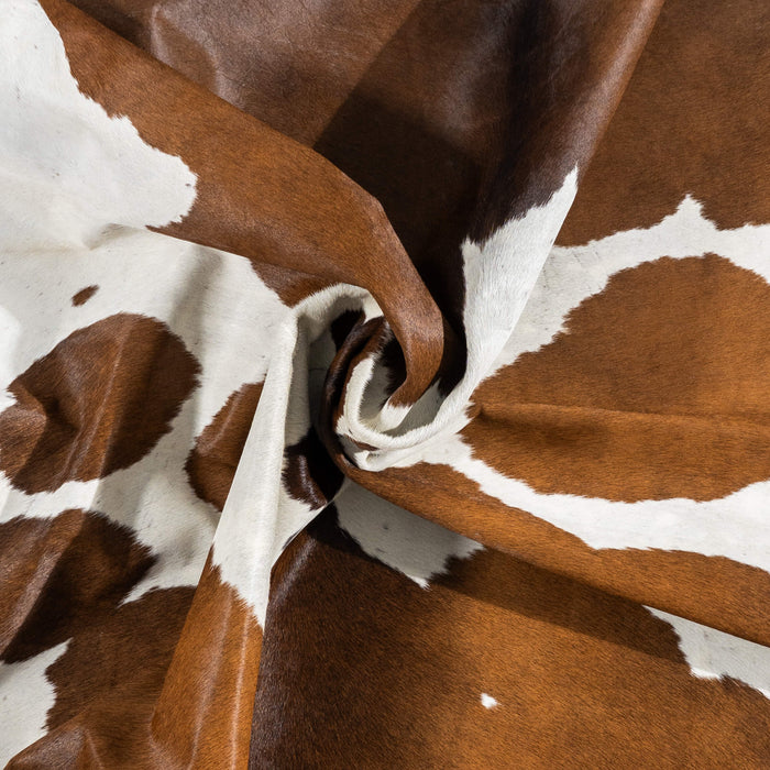 Brazilian Chocolate and White Cowhide Rug Size 6'11" L x 5'7" W 3454