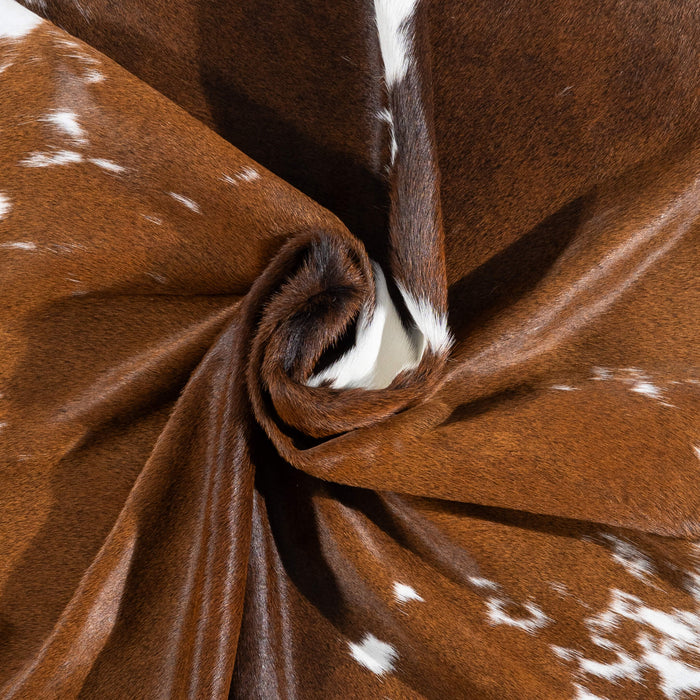 Brazilian Chocolate and White Cowhide Rug Size 6'6" L x 5'8" W 3455