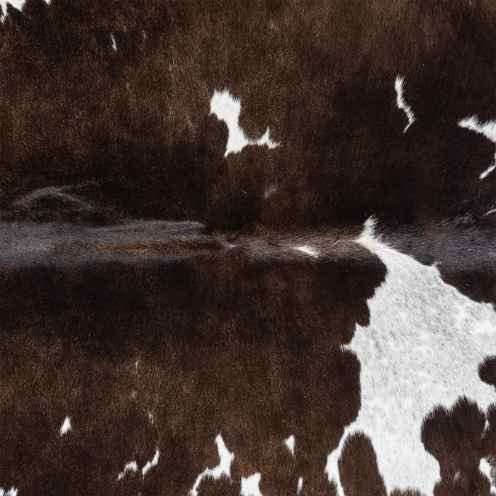 Brazilian Chocolate and White Cowhide Rug Size 7'10" L x 7'4" W 3456