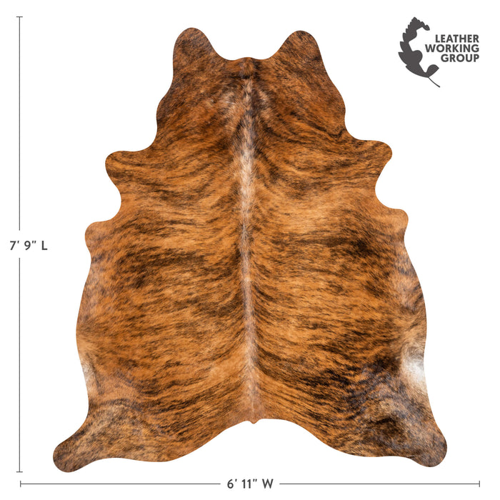 Brazilian Brindle Cowhide Rug Size 7'9" L x 6'11" W 3474
