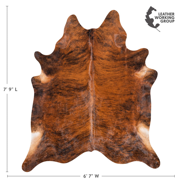 Brazilian Brindle Cowhide Rug Size 7'9" L x 6'7" W 3478