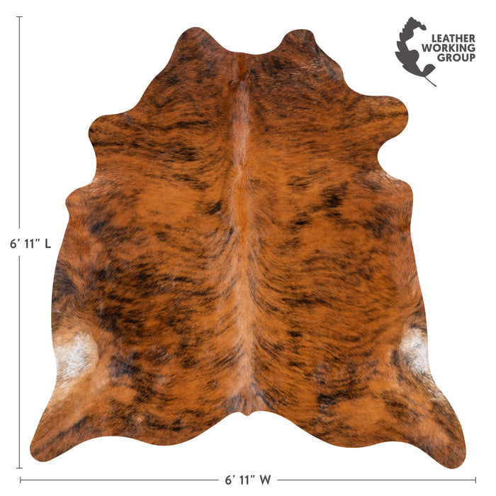 Brazilian Brindle Cowhide Rug Size 6'11" L x 6'11" W 3479