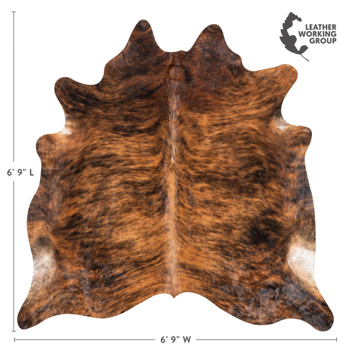 Brazilian Brindle Cowhide Rug Size 6'9" L x 6'9" W 3481