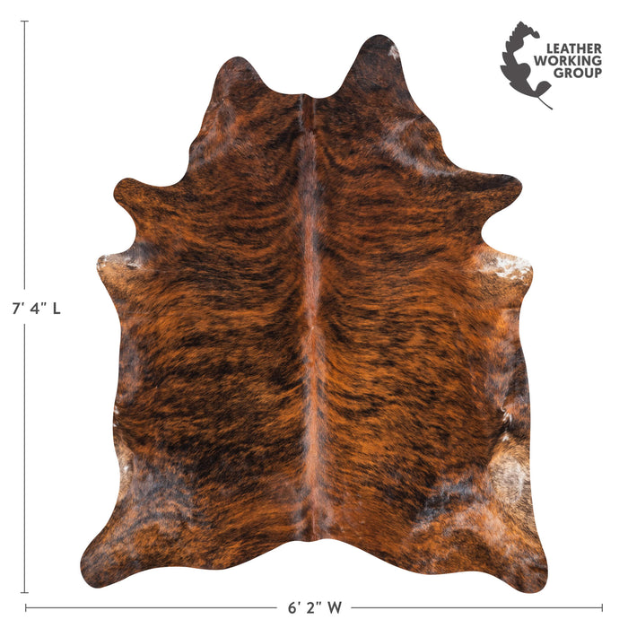 Brazilian Brindle Cowhide Rug Size 7'4" L x 6'2" W 3488