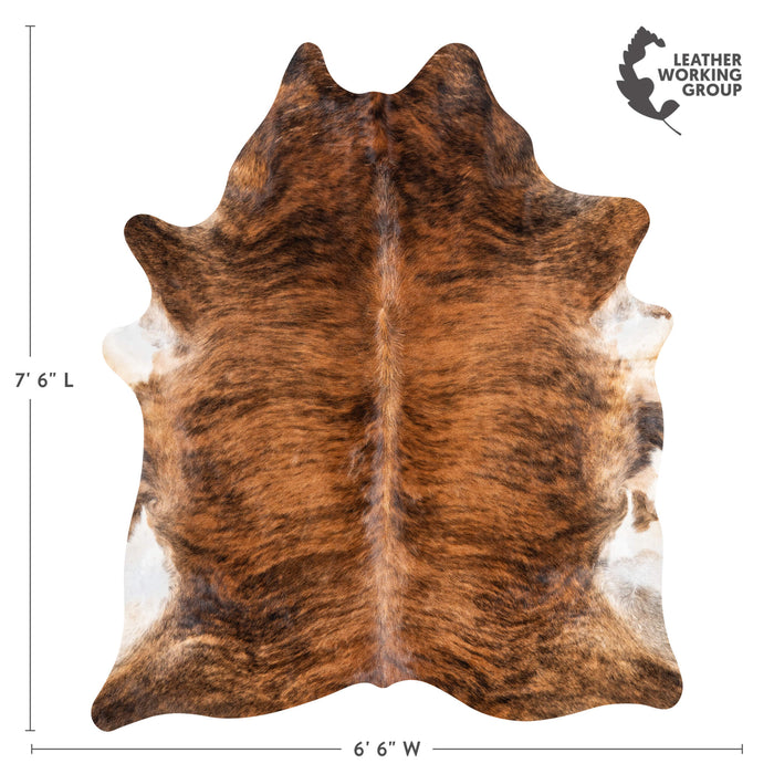 Brazilian Brindle Cowhide Rug Size 7'6" L x 6'6" W 3495