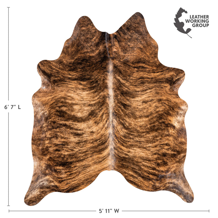 Brazilian Brindle Cowhide Rug Size 6'7" L x 5'11" W 3497