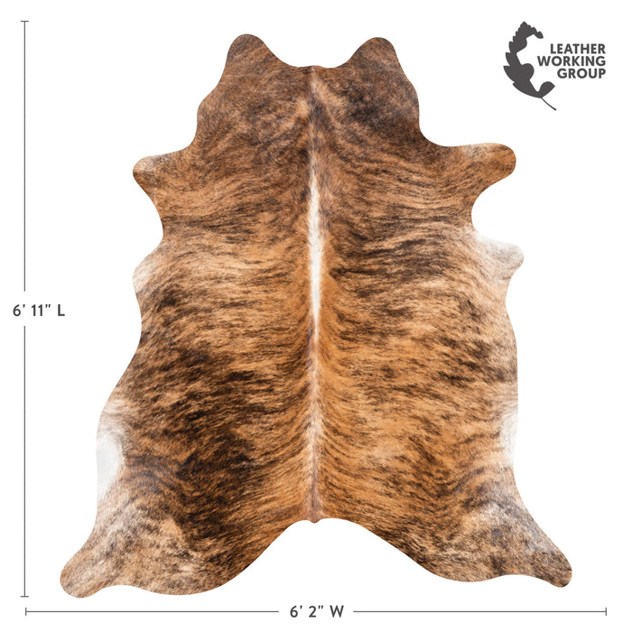 Brazilian Brindle Cowhide Rug Size 6'11" L x 6'2" W 3514
