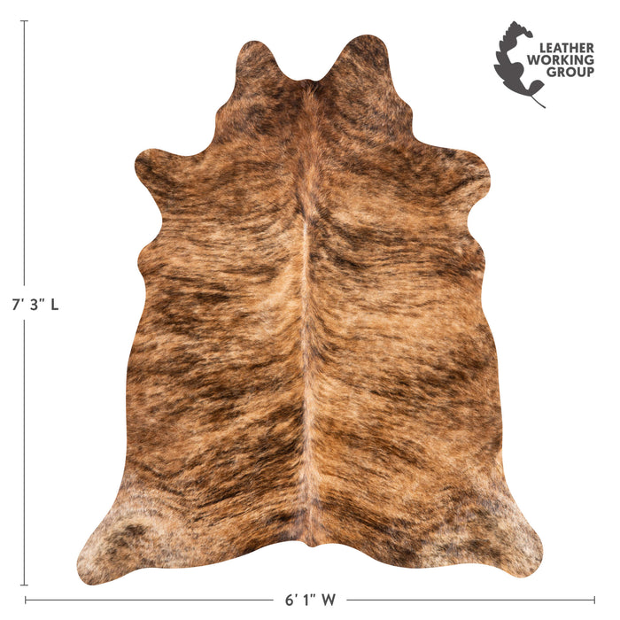 Brazilian Brindle Cowhide Rug Size 7'3" L x 6'1" W 3517