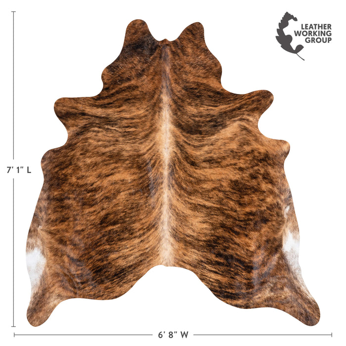 Brazilian Brindle Cowhide Rug Size 7'1" L x 6'8" W 3524
