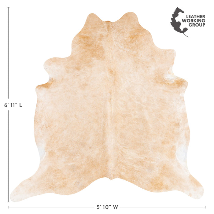 Brazilian Beige Cowhide Rug Size 6'11" L x 6'10" W 3538