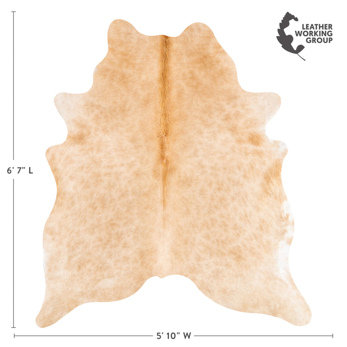 Brazilian Beige Cowhide Rug Size 6'7" L x 5'10" W 3542