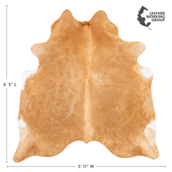 Brazilian Beige Cowhide Rug Size 6'5" L x 5'11" W 3544
