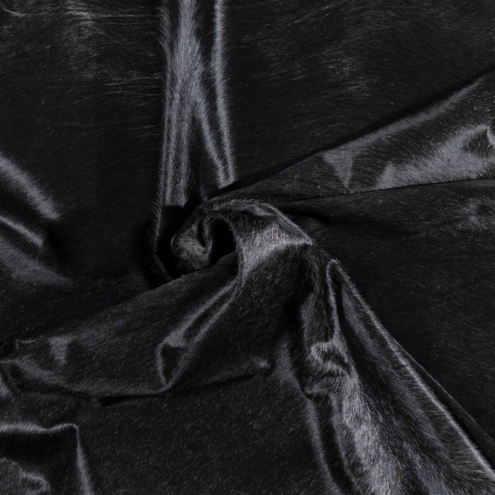 Brazilian Solid Black Cowhide Rug Size 7'5" L x 6'11" W 3608