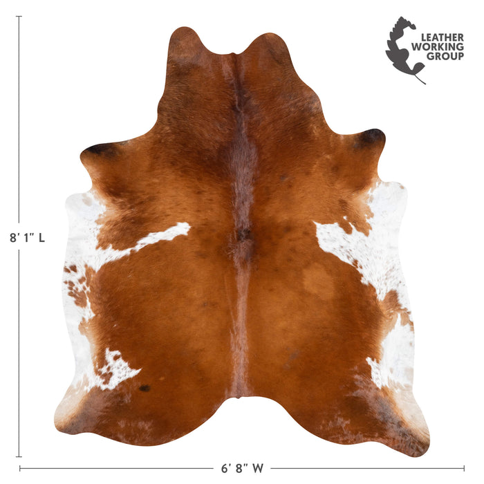 Brazilian Brown and White Cowhide Rug Size 8'1" L x 6'8" W 3617