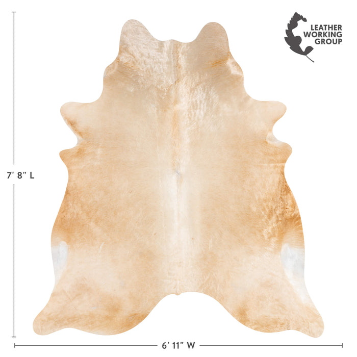 Brazilian Beige Cowhide Rug Size 7'8" L x 6'11" W 3634