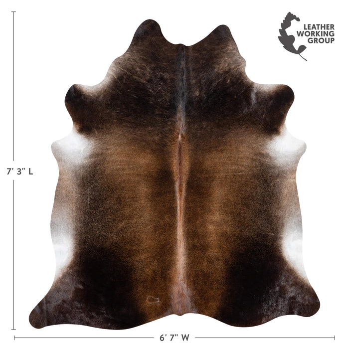 Brazilian Mahogany Cowhide Rug Size 7'3" L x 6'7" W 3649