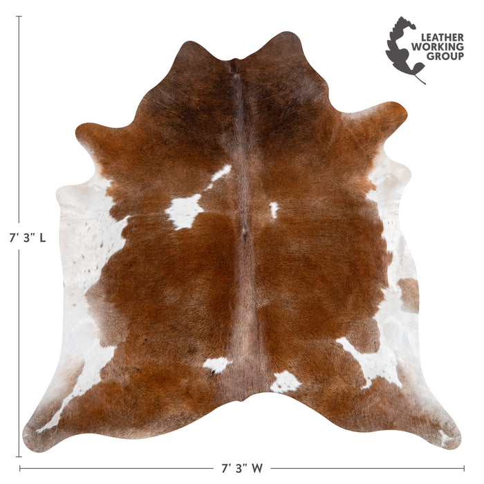 Brazilian Chocolate and White Cowhide Rug Size 7'3" L x 7'3" W 3669