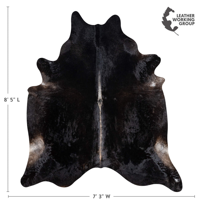 Brazilian Solid Black Cowhide Rug Size 8'5" L x 7'3" W 3681