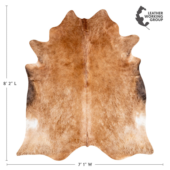 Brazilian Beige Cowhide Rug Size 8'2" L x 7'1" W 3692