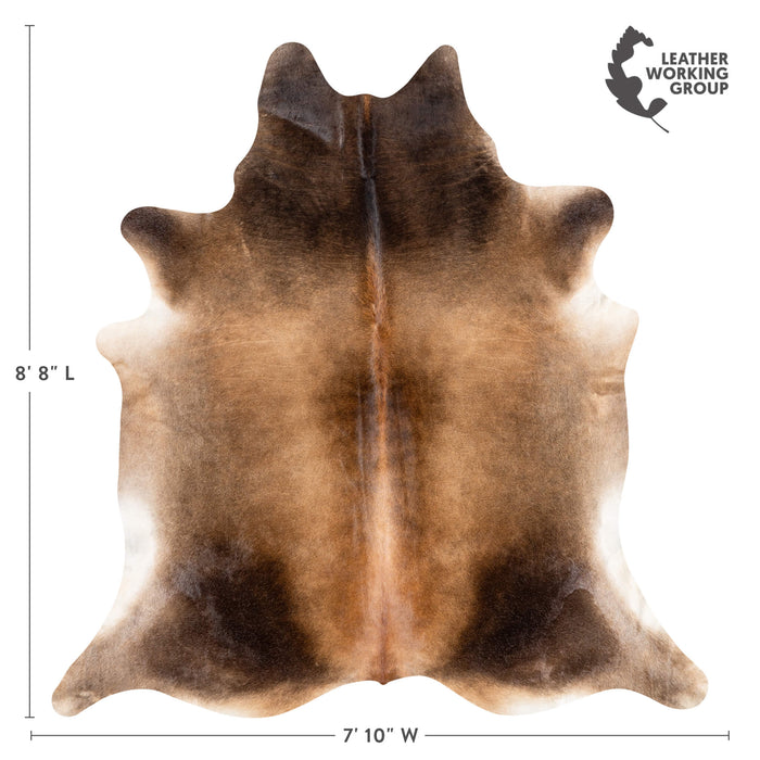 Brazilian Mahogany Cowhide Rug Size 8'8" L x 7'10" W 3694