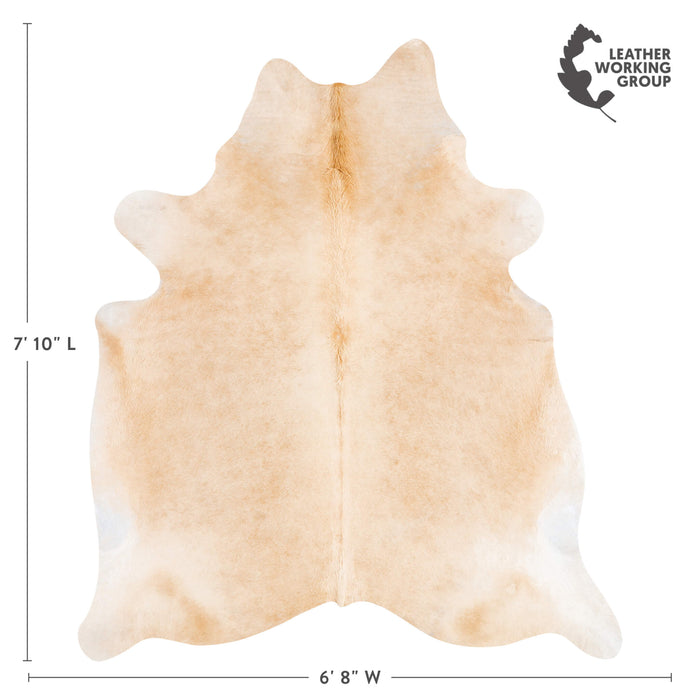 Brazilian Beige Cowhide Rug Size 7'10" L x 6'8" W 3697