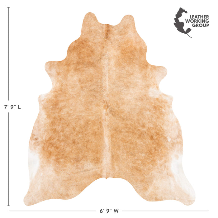 Brazilian Beige Cowhide Rug Size 7'9" L x 6'9" W 3699
