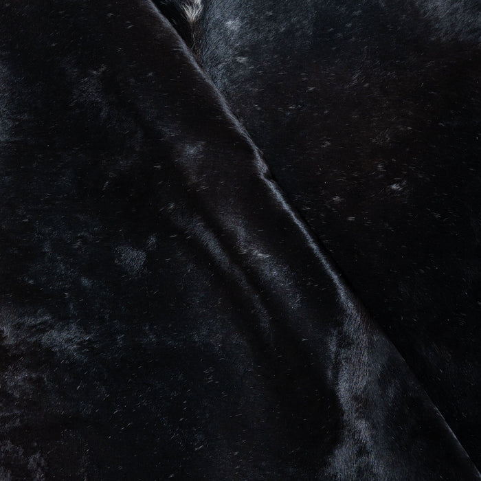 Brazilian Solid Black Cowhide Rug Size 7'7" L x 6'11" W 3704