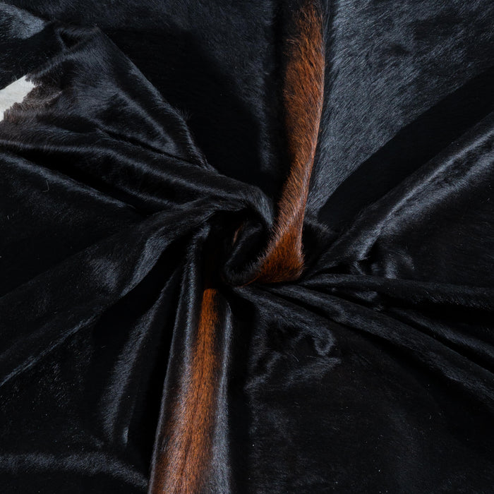Brazilian Solid Black Cowhide Rug Size 7'10" L x 7'1" W 3707