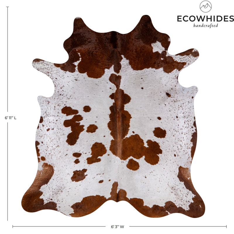 Brown and White Cowhide Rug Size 6'11" L x 6'3" W 5496