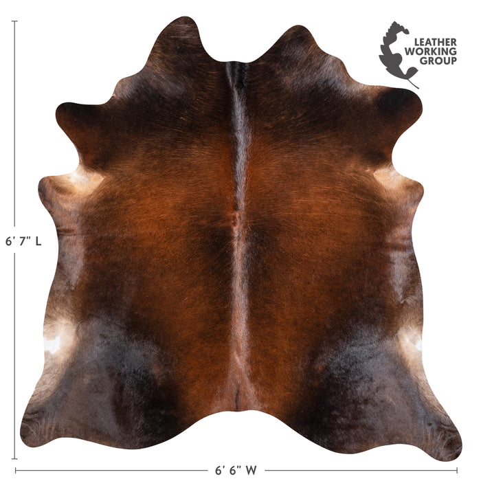 Brazilian Mahogany Cowhide Rug Size 6'7" L x 6'6" W 5820