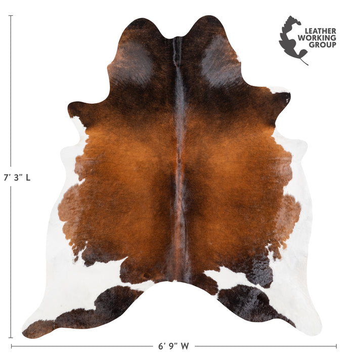 Brazilian Chocolate and White Cowhide Rug Size 7'3" L x 6'9" W 5824