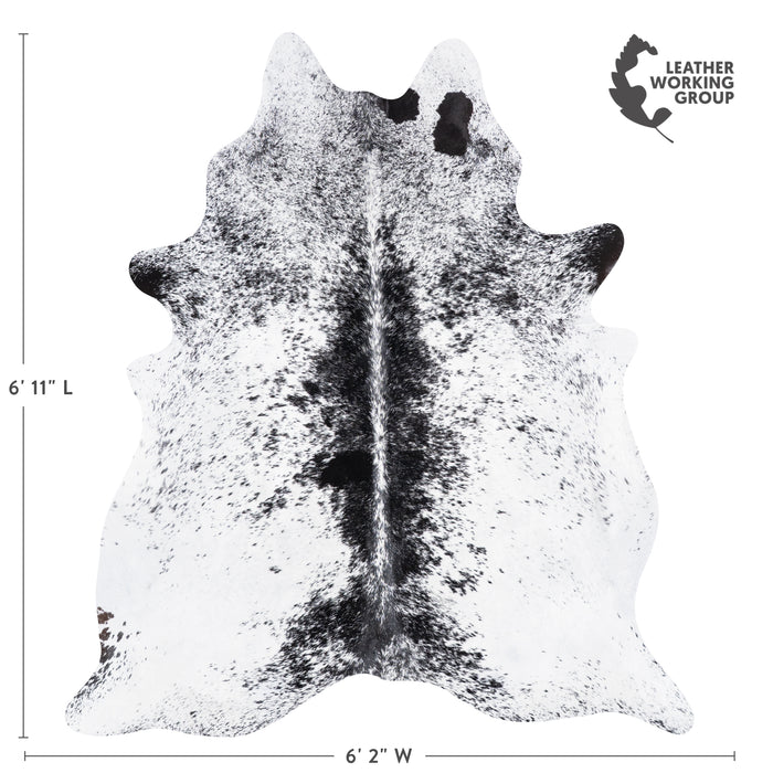 Brazilian Black Salt and Pepper Cowhide Rug Size 6'11" L x 6'2" W 5832