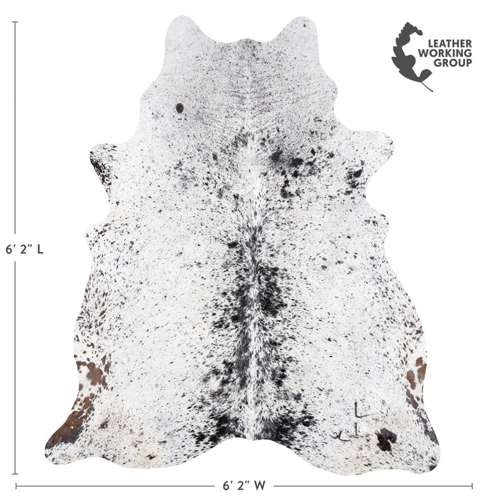 Brazilian Black Salt and Pepper Cowhide Rug Size 6'2" L x 6'2" W 5835