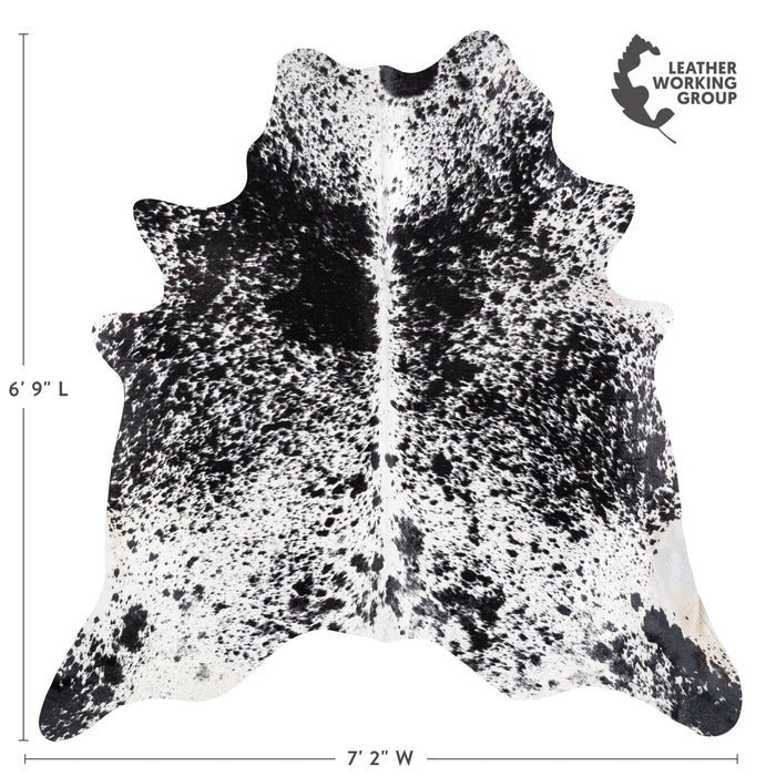 Brazilian Black Salt and Pepper Cowhide Rug Size 6'9" L x 7'2" W 5841