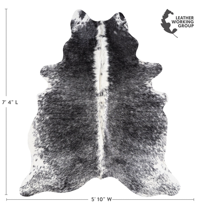 Brazilian Black Salt and Pepper Cowhide Rug Size 7'4" L x 5'10" W 5842